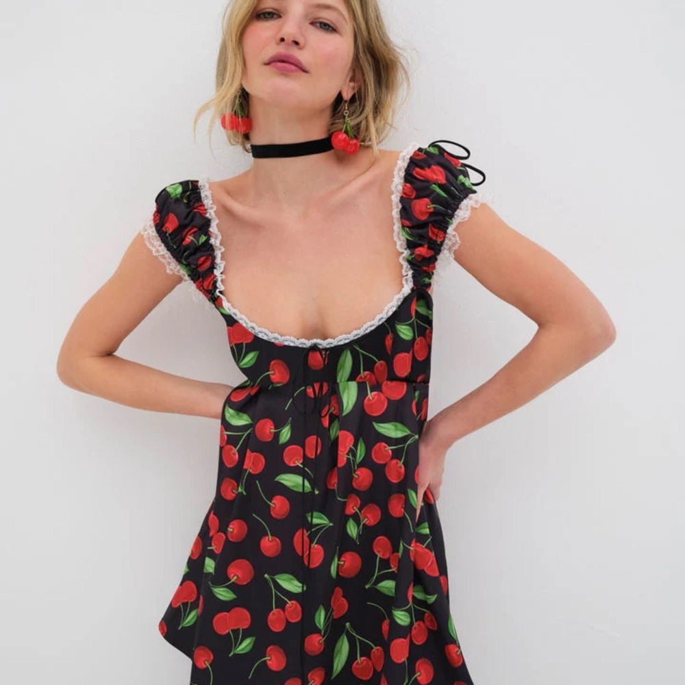 For Love And Lemons Cherry Print Mini Dress